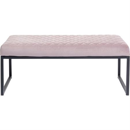 Banc 1 place en velours rose et acier noir