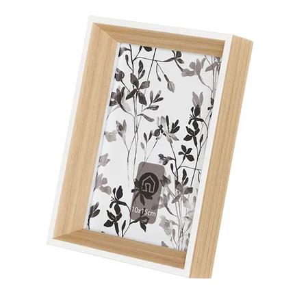 Cadre photo en plastique couleur bois et blanc 10x15cm