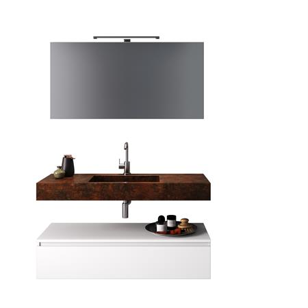Meuble de salle de bain 5 pièces en mélamine corten/blanc