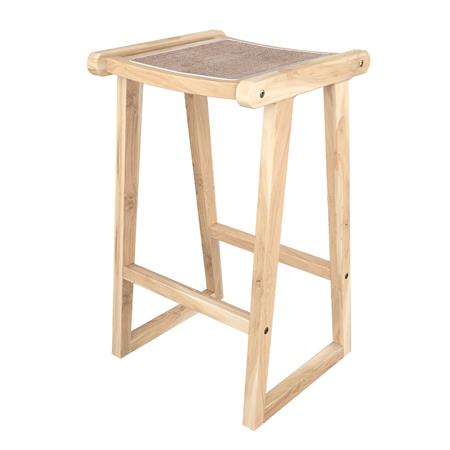 Tabouret pour îlot central 66 cm en teck et rotin naturel