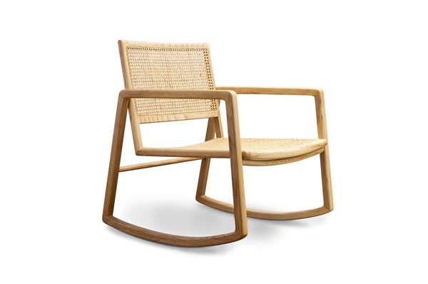 Rocking chair en cannage beige