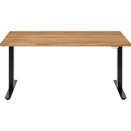Bureau réglable assis-debout en chêne et acier noir L160
