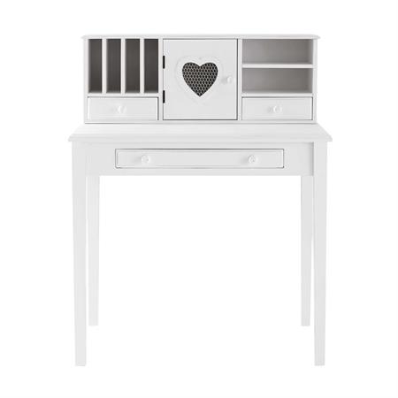 Bureau secrétaire 1 porte 3 tiroirs blanc