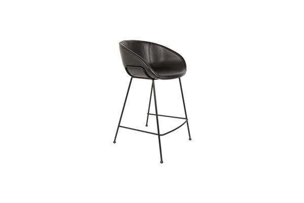 Tabouret de comptoir en cuir noir
