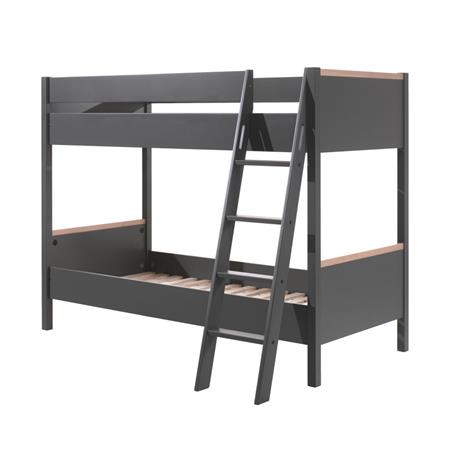 Lit enfant superposé en bois 90x200cm - Gris anthracite