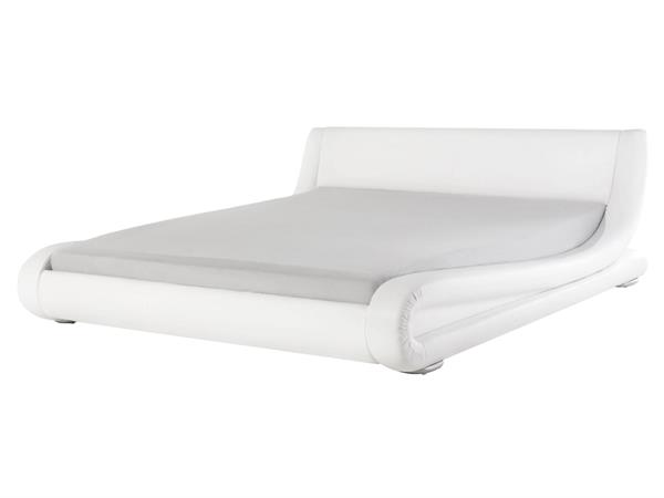 Lit double en cuir véritable blanc 160x200