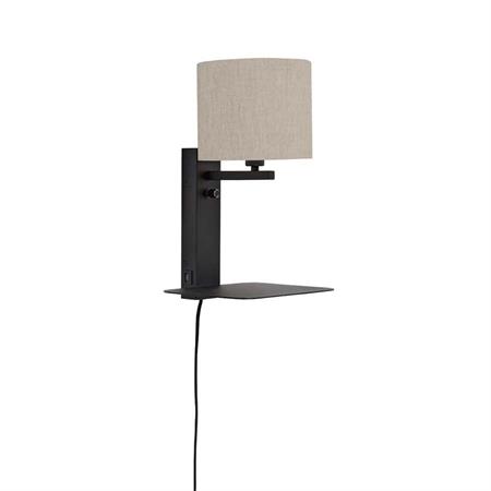 Applique noire avec tablette et abat-jour H42cm