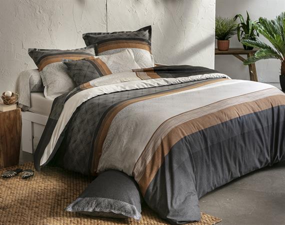Housse de couette 140x200 beige sable en coton