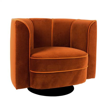 Fauteuil en velours orange pivotant