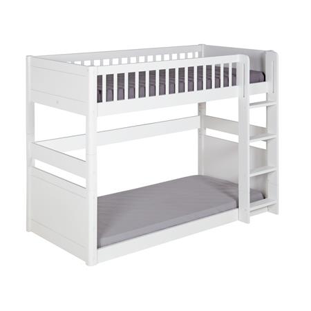 Pack lit superposé avec 2 matelas bois massif blanc 90x190 cm