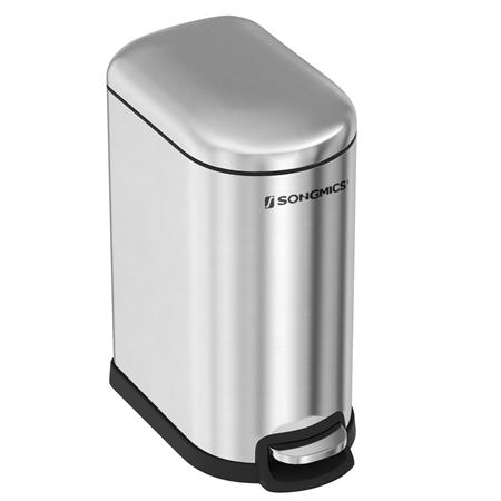 Poubelle 10L avec pédal en métal argent