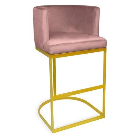 Chaise de bar velours rose pieds or