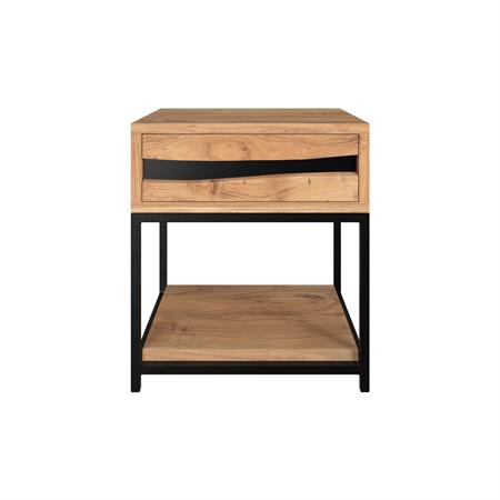Table de chevet en bois d'acacia et métal