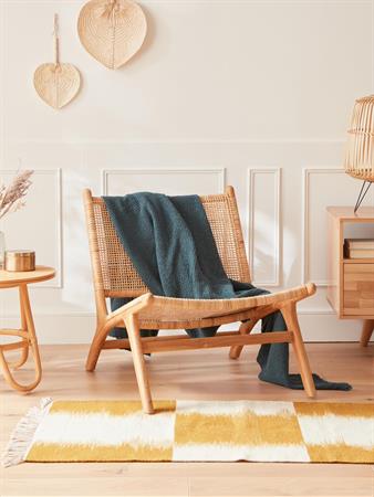 Fauteuil tressé teck et rotin naturel