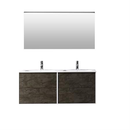 Meuble de salle de bain 4 pièces à baignoire double en mélamine oxyde