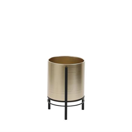 Cache-pot en métal doré et noir H28
