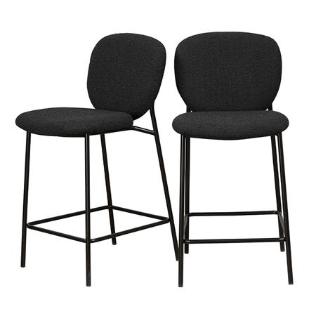 Lot de 2 tabourets de bar en tissu bouclette et métal H65cm