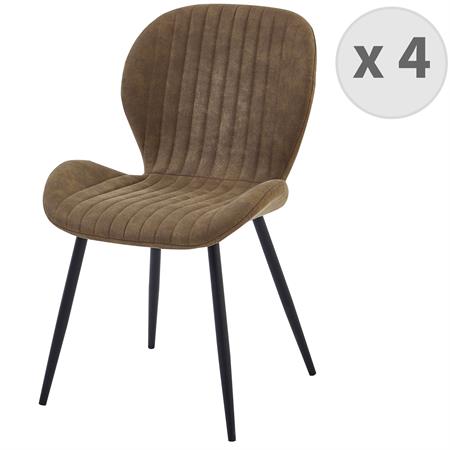 Chaise vintage en microfibre Marron et métal noir 
