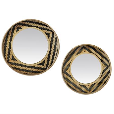 Lot 2 miroirs muraux paniers noir naturel 45 et 51cm