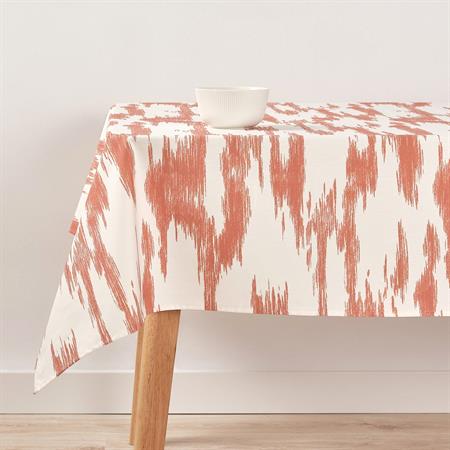 Nappe en coton avec un effet marbré orange et écru 300x155 cm