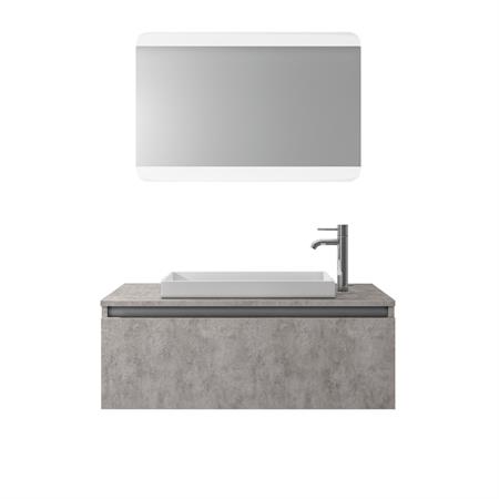 Meuble de salle de bain 3 pièces en mélamine ciment