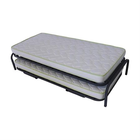 Pack lit gigogne avec 2 matelas metal gris 80x200 cm