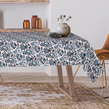 Nappe coton bleu peacock 150x300