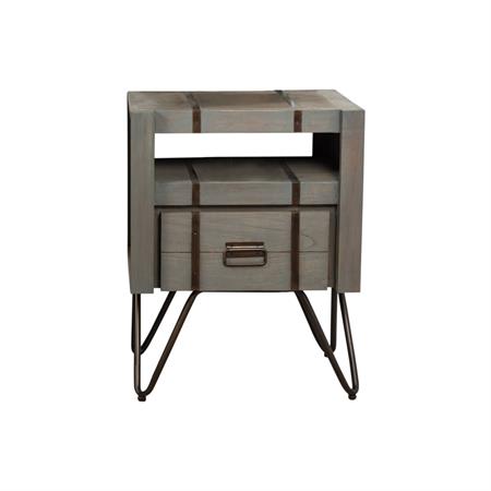 Meuble sous vasque de salle de bain en bois et métal gris L60cm
