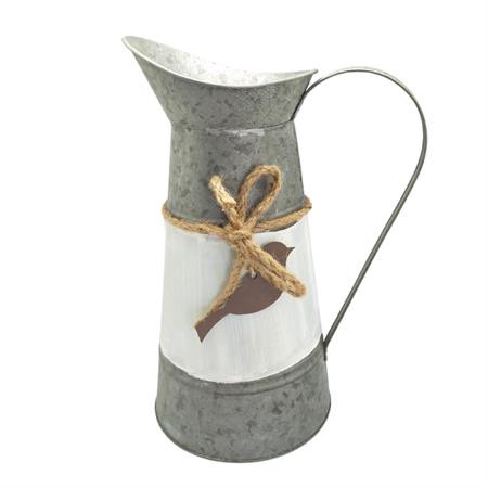Pichet en métal gris blanc et marron 23