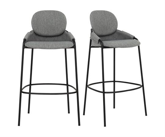 Lot de 2 tabourets de bar avec accoudoirs en tissu gris anthracite