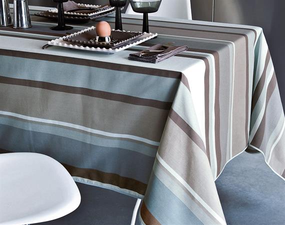 Nappe en coton bleu grisé 150x150