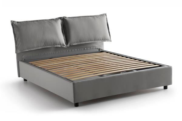 Lit double en tissu gris 160x200 cm