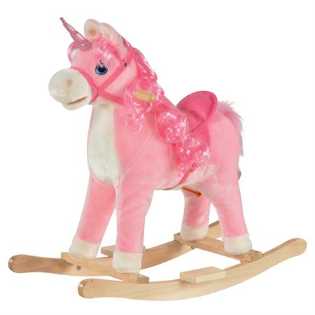 Cheval à bascule modèle licorne selle grand confort rose