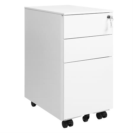 Caisson de bureau mobile 3 tiroirs en acier blanc
