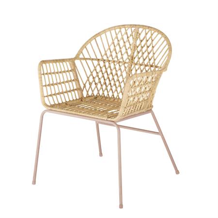 Fauteuil enfant en rotin et métal rose