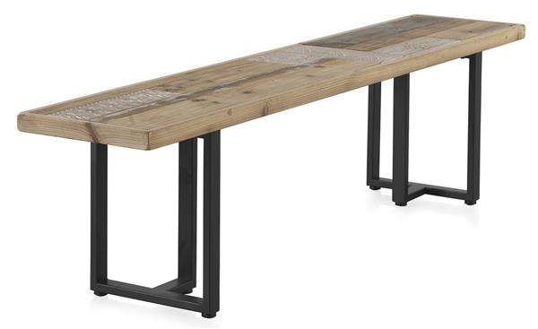 Banc en bois avec pieds en métal noir