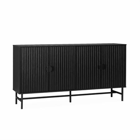 Buffet effet bois rainuré noir 4 portes