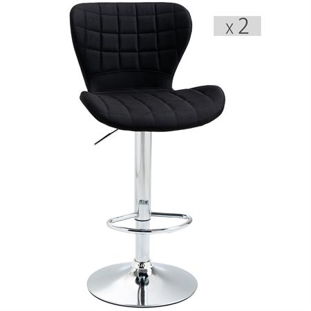 Lot de 2 tabourets de bar style contemporain réglable pivotant noir
