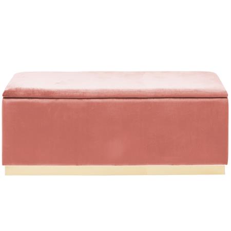 Banc 2 places velours rose et acier doré