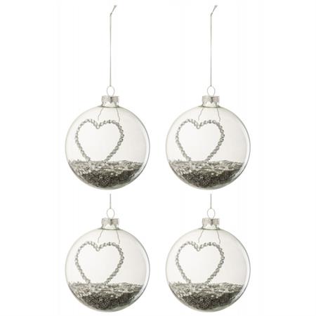 Boite de 4 boules de Noël en verre blanc 10x10x10 cm