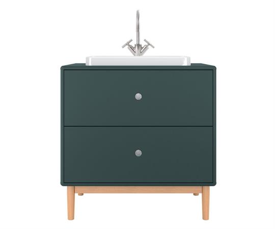 Meuble sous-vasque 80cm 2 tiroirs en bois vert foncé