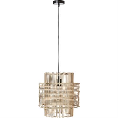 Suspension abat jour rotin beige