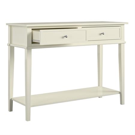 Table console avec 2 tiroirs en mélaminé blanc