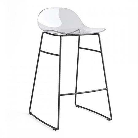 Tabouret ACADEMY structure métal assise plastique transparent