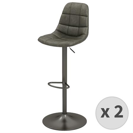 Tabouret de bar en cuir synthétique Anthracite-gris bronze 