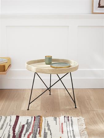 Table basse plateau alfa et métal naturel