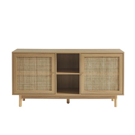 Buffet  effet chêne et cannage rotin 150 cm