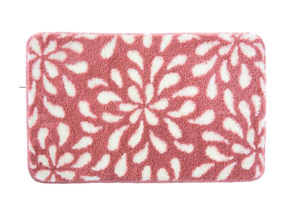 Tapis contour wc en polyester 1800 g/m² rose 50x45