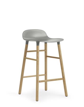 Tabouret de bar en chêne naturel et pp gris 65 cm