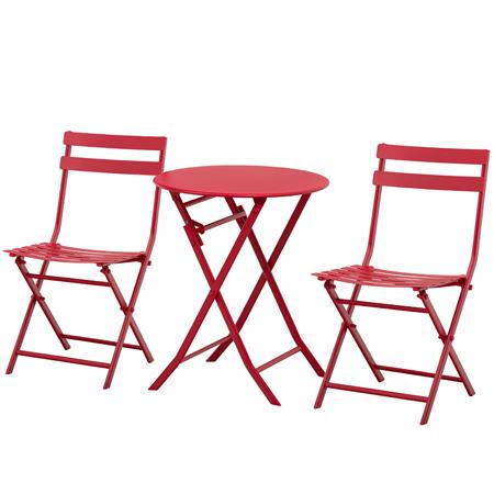 Salon de jardin bistro pliable métal thermolaqué rouge